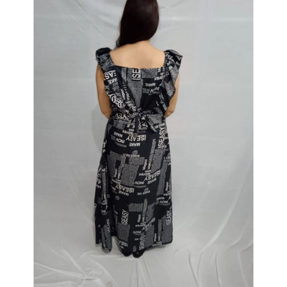 Amfyn  Women's Casual Crepe Sleeveless Dress (Black)