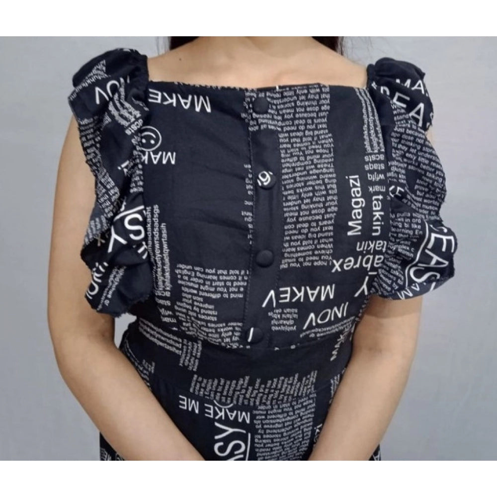 Amfyn  Women's Casual Crepe Sleeveless Dress (Black)