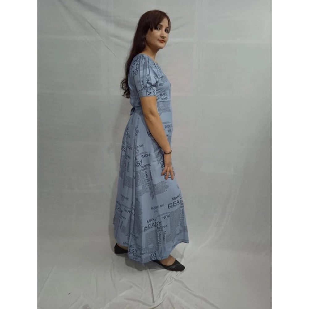 Amfyn  Women's Casual Crepe Half Sleeves Dress (Grey)