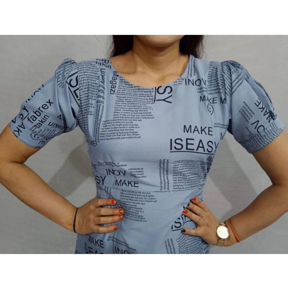 Amfyn  Women's Casual Crepe Half Sleeves Dress (Grey)