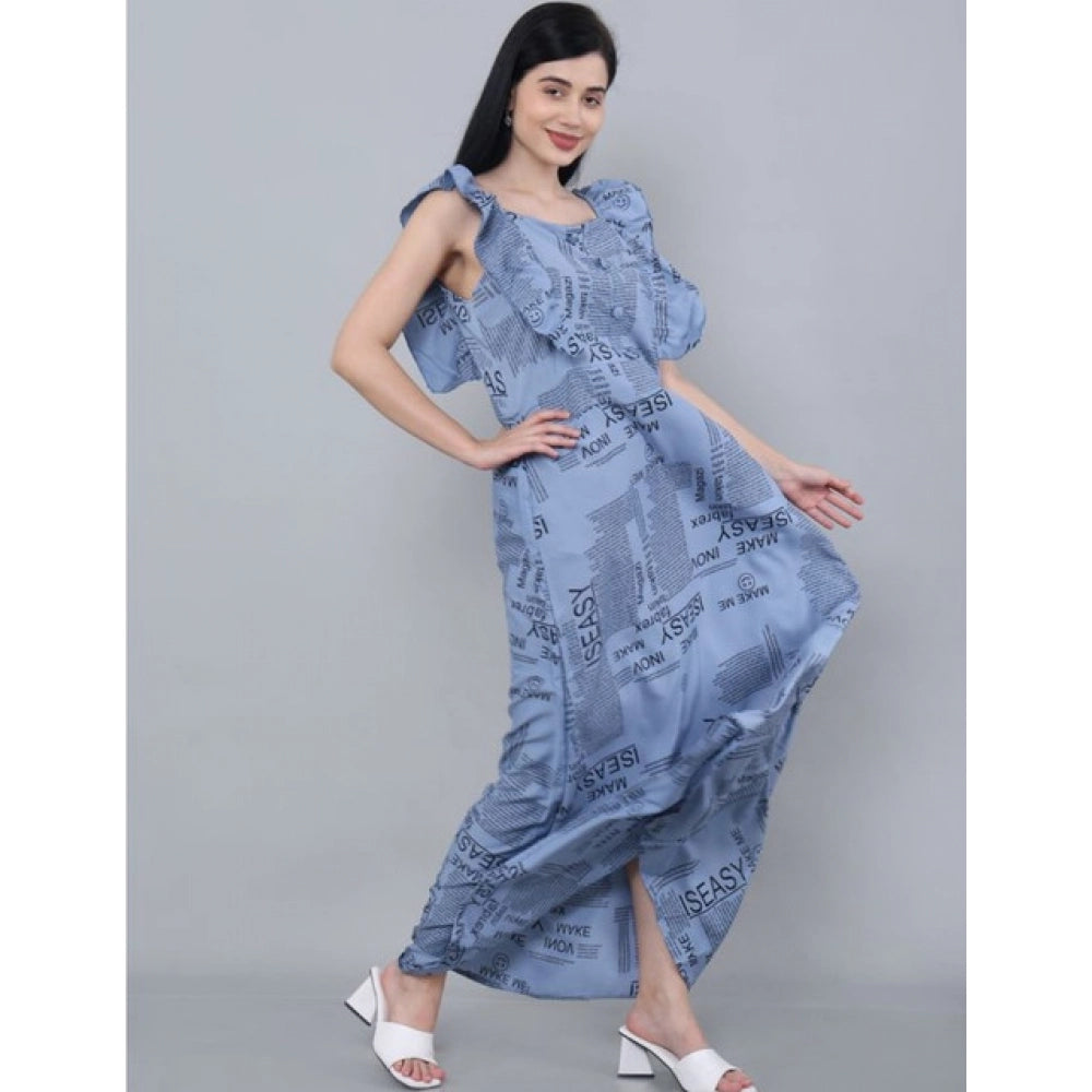 Amfyn  Women's Casual Crepe Sleeveless Dress (Grey)