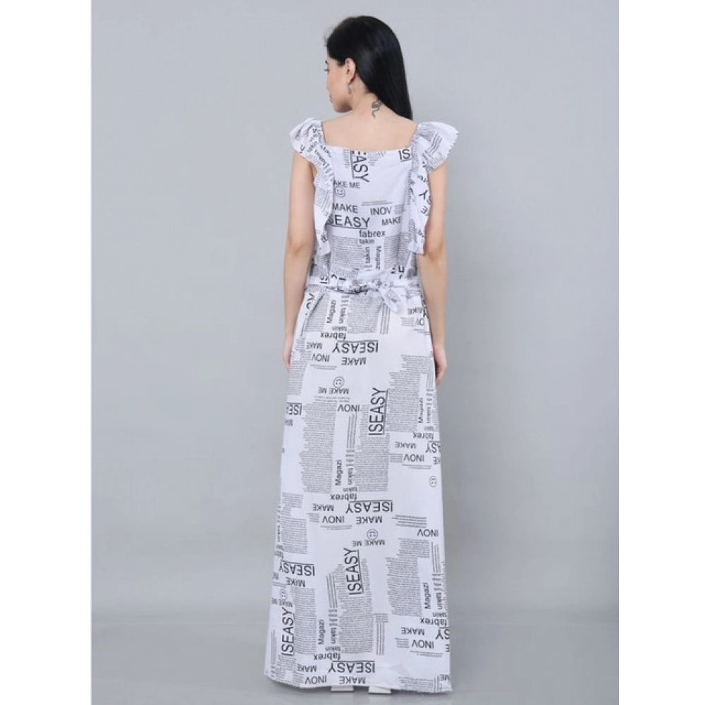 Amfyn  Women's Casual Crepe Sleeveless Dress (White)