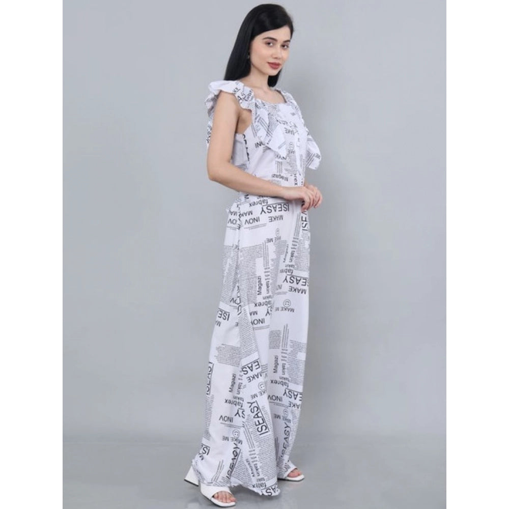 Amfyn  Women's Casual Crepe Sleeveless Dress (White)