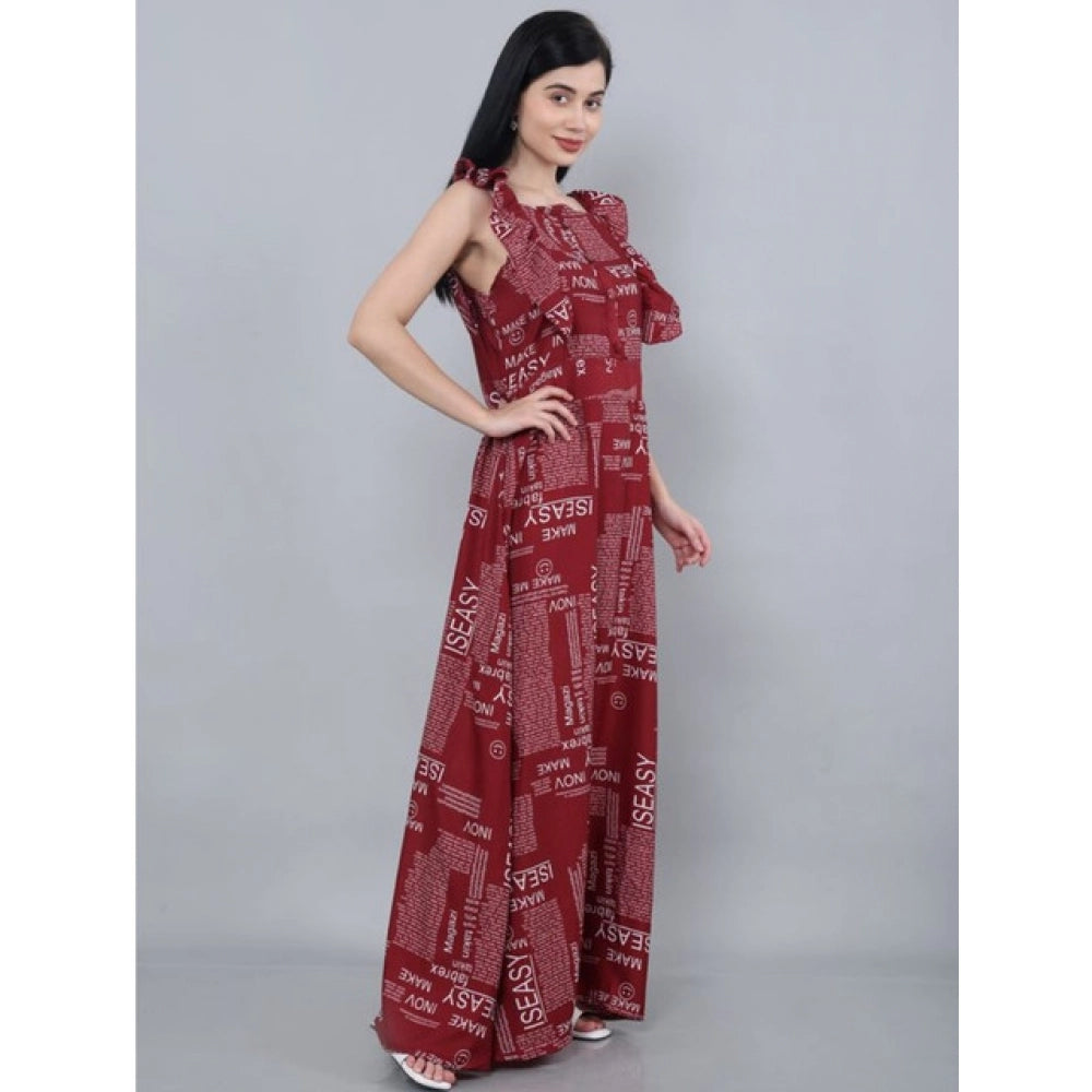 Amfyn  Women's Casual Crepe Sleeveless Dress (Maroon)