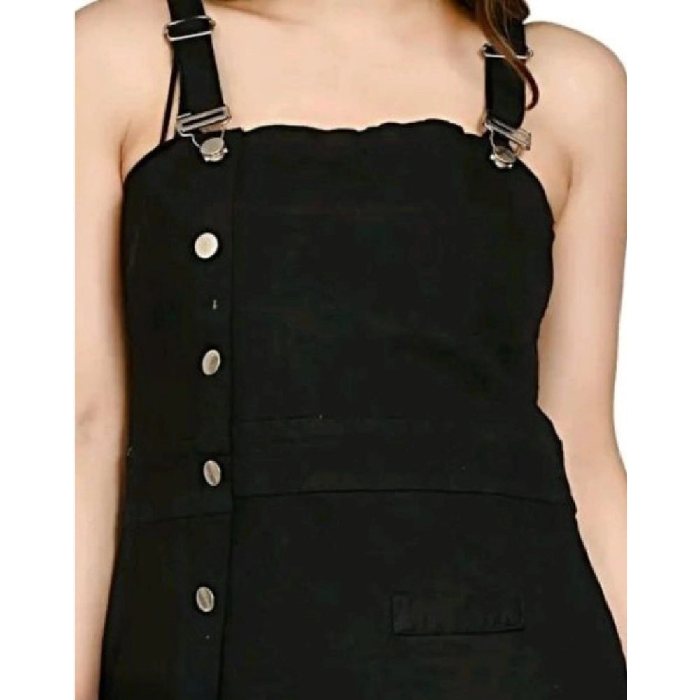 Amfyn  Women's Casual Denim Sleeveless Dress (Black)