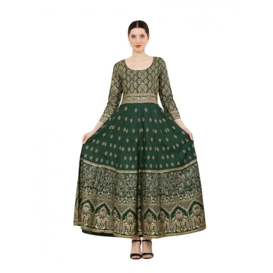 Amfyn  Women's Casual Rayon 3-4th Sleeves Anarkali Kurti (Green)