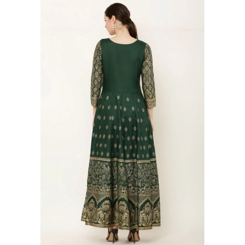 Amfyn  Women's Casual Rayon 3-4th Sleeves Anarkali Kurti (Green)