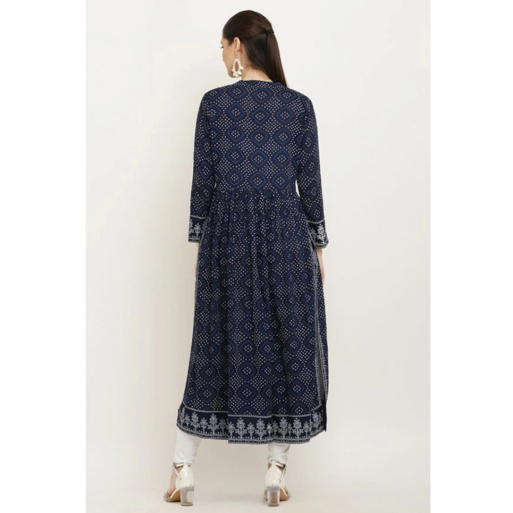 Amfyn  Women's Casual Rayon Full sleeve Kurti (Blue)