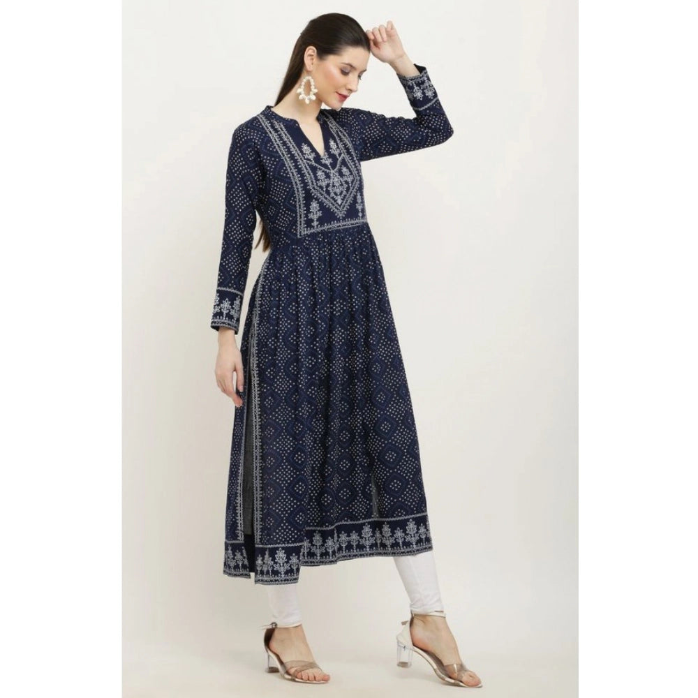 Amfyn  Women's Casual Rayon Full sleeve Kurti (Blue)