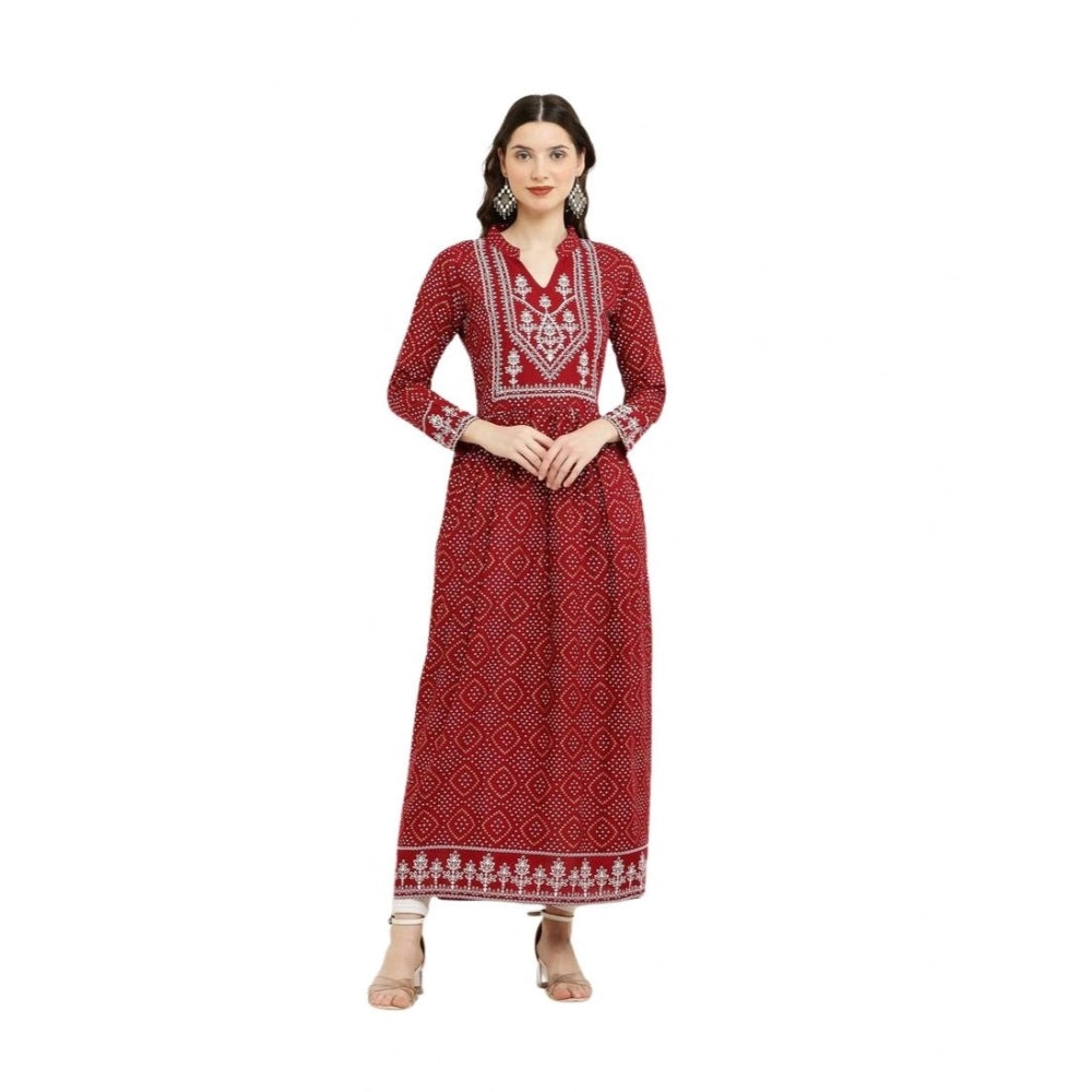 Amfyn  Women's Casual Rayon Full sleeve Kurti (Maroon)