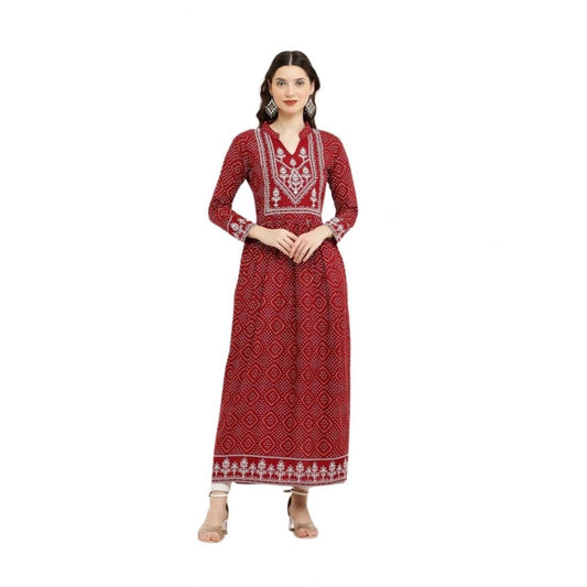Amfyn  Women's Casual Rayon Full sleeve Kurti (Maroon)