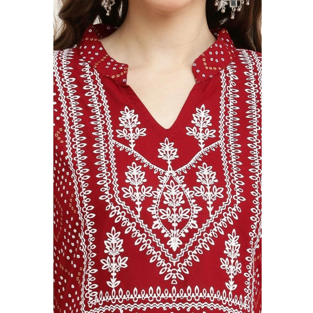 Amfyn  Women's Casual Rayon Full sleeve Kurti (Maroon)