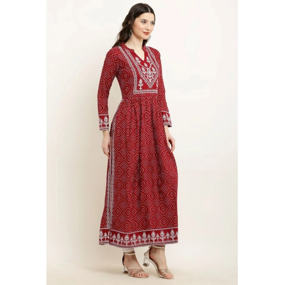 Amfyn  Women's Casual Rayon Full sleeve Kurti (Maroon)