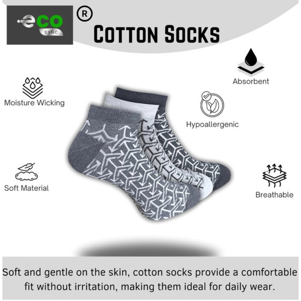 Amfyn  3_Pair Set Unisex Casual Cotton Printed Low Cut Socks (Multicolor)