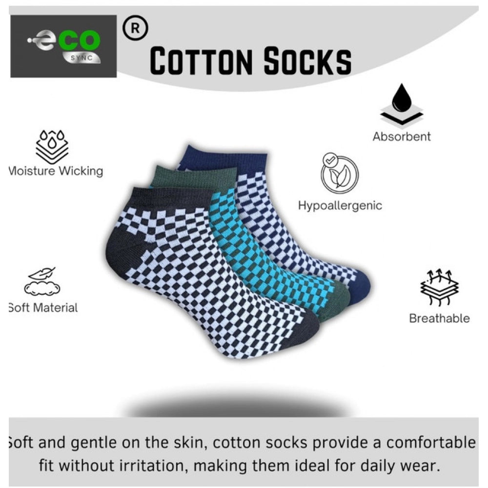 Amfyn  3_Pair Set Unisex Casual Cotton Printed Low Cut Socks (Multicolor)