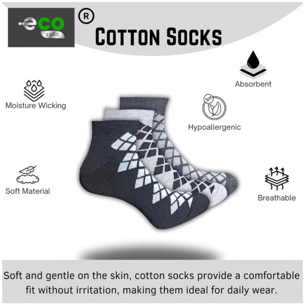 Amfyn  3_Pair Set Unisex Casual Cotton Printed Low Cut Socks (Multicolor)
