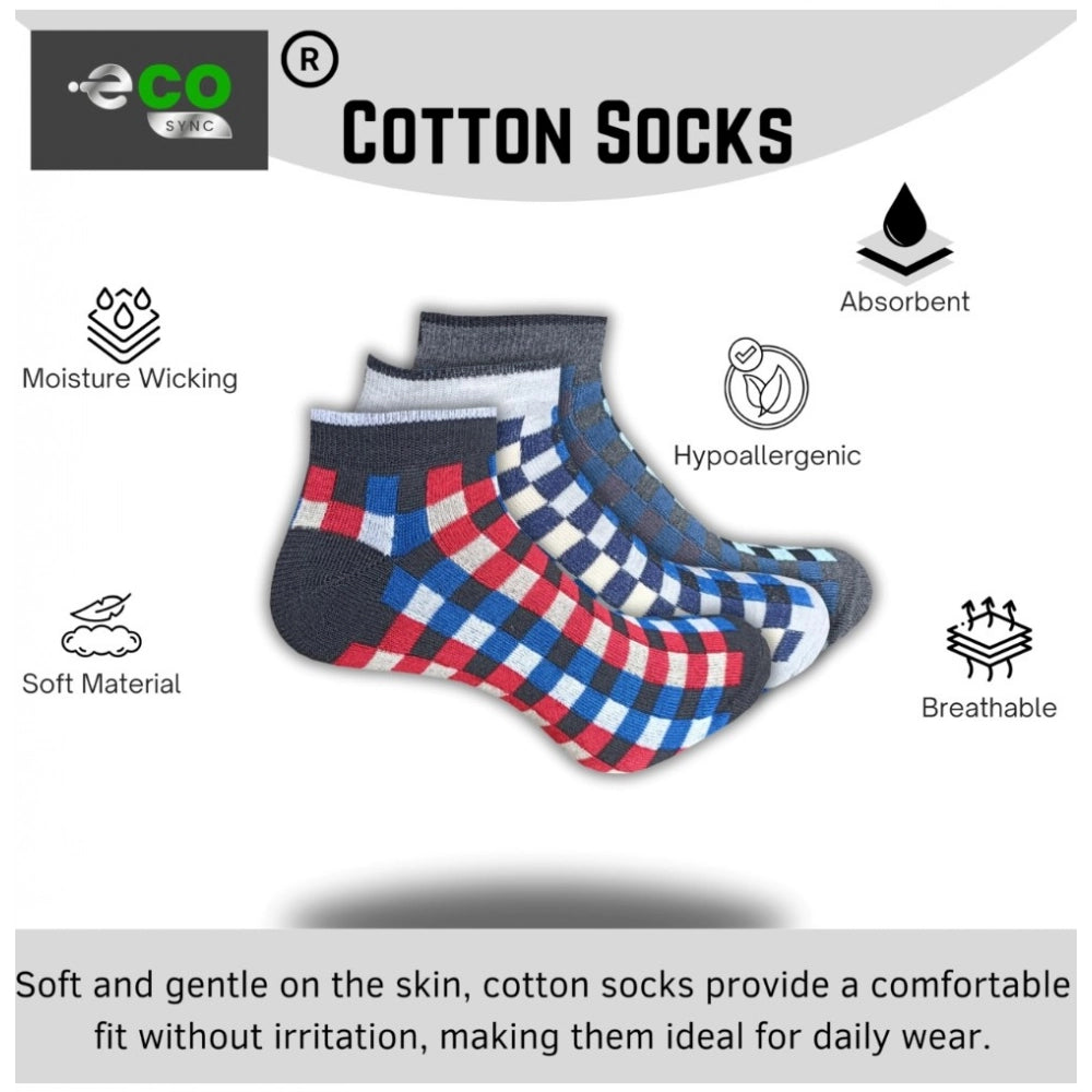 Amfyn  3_Pair Set Unisex Casual Cotton Printed Low Cut Socks (Multicolor)