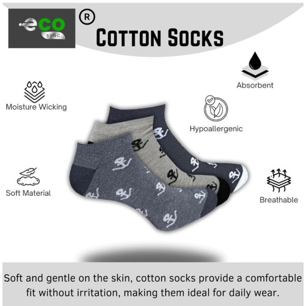 Amfyn  3_Pair Set Unisex Casual Cotton Printed Low Cut Socks (Multicolor)