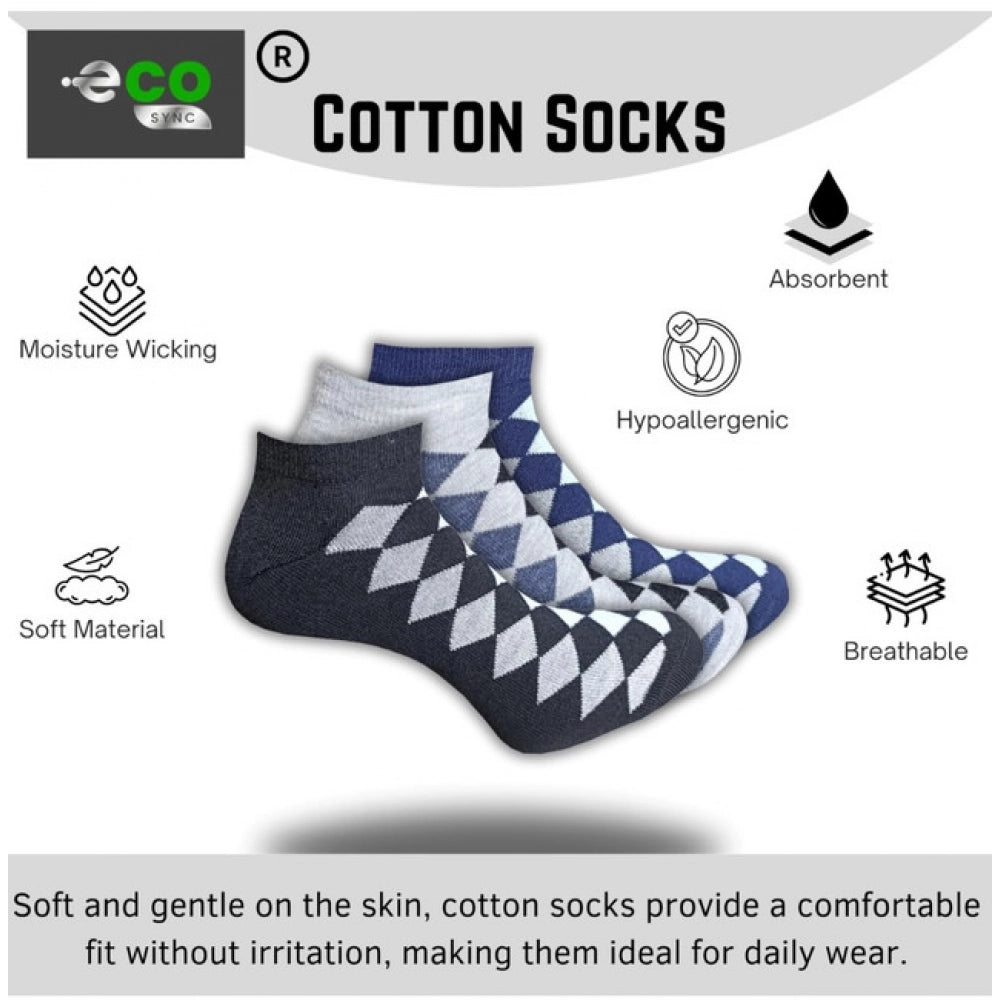 Amfyn  3_Pair Set Unisex Casual Cotton Printed Low Cut Socks (Multicolor)