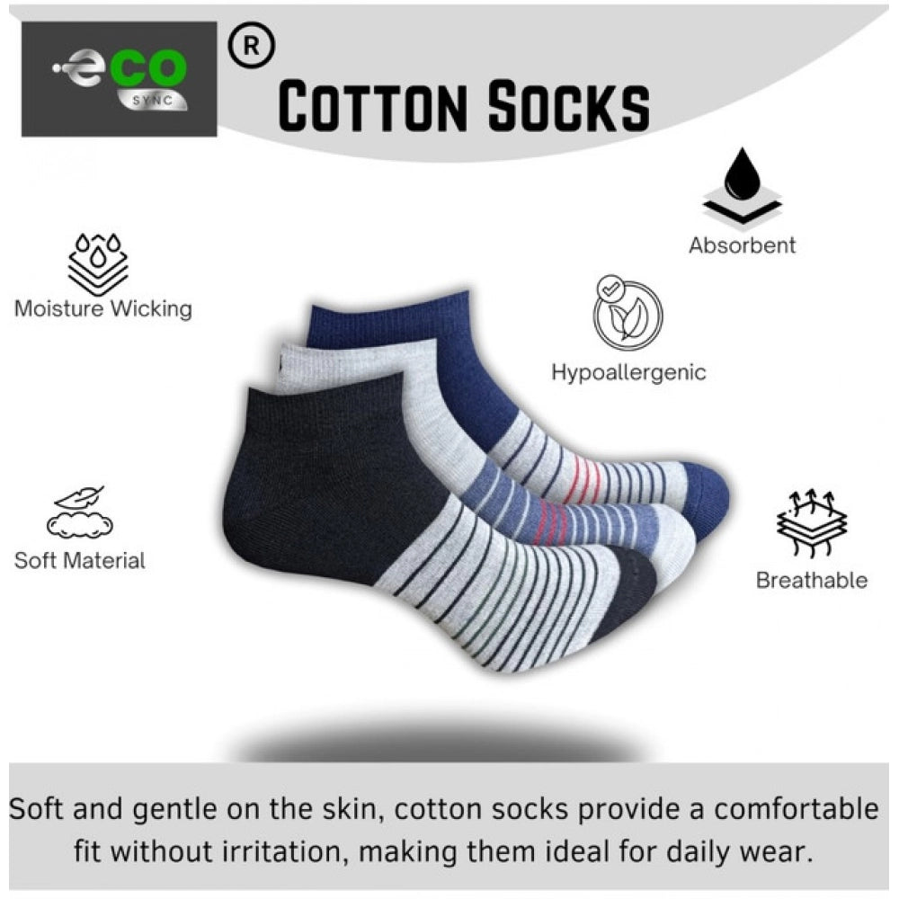Amfyn  3_Pair Set Unisex Casual Cotton Printed Low Cut Socks (Multicolor)