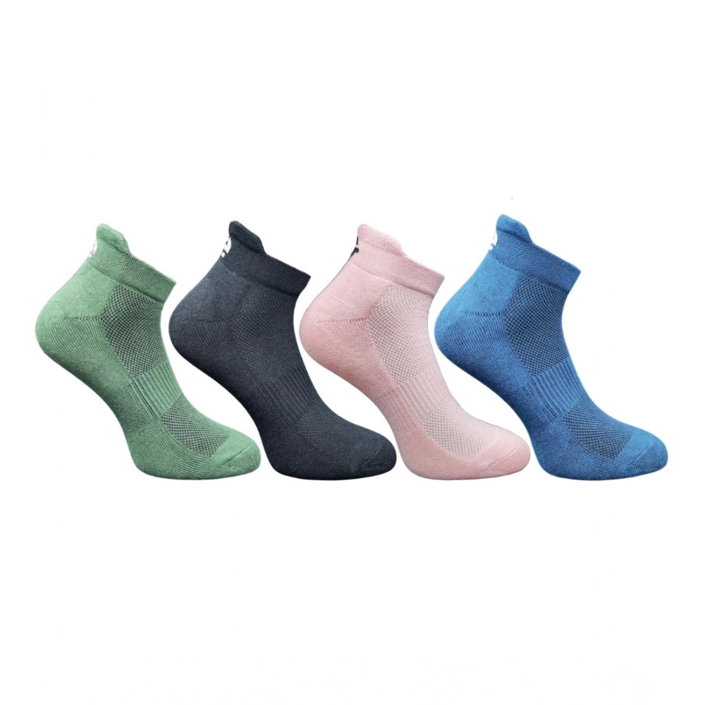 Amfyn 4_Pair Set Unisex Casual Cotton Printed Ankle Length Socks (Multicolor)