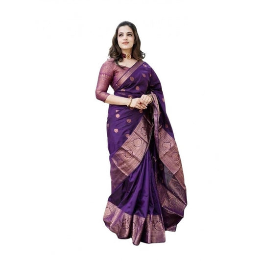 Amfyn Women's Soft Lichi Silk Printed Saree With Unstitched Blouse 5.5Mtr (Blue)