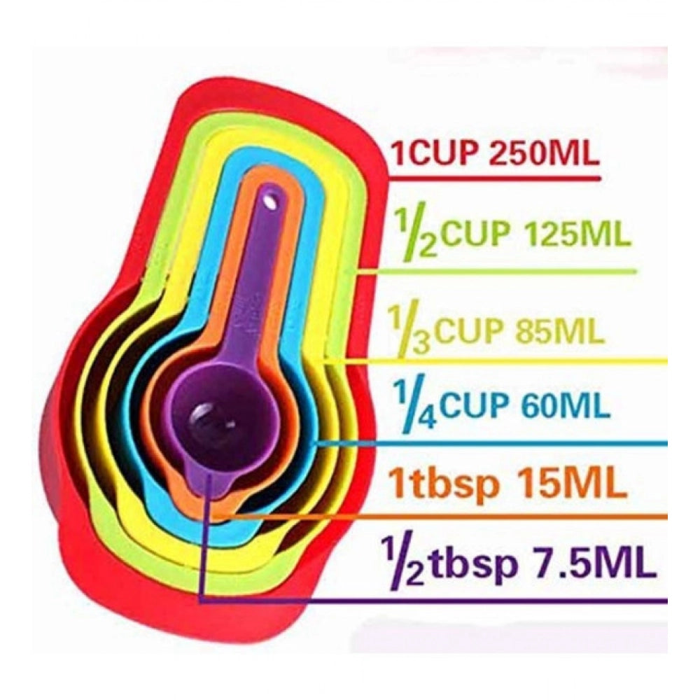 Amfyn Pack of 4_Colorful Measuring Cup Spoon Set Stackable Kitchen Measuring Cups (Color: Assorted )