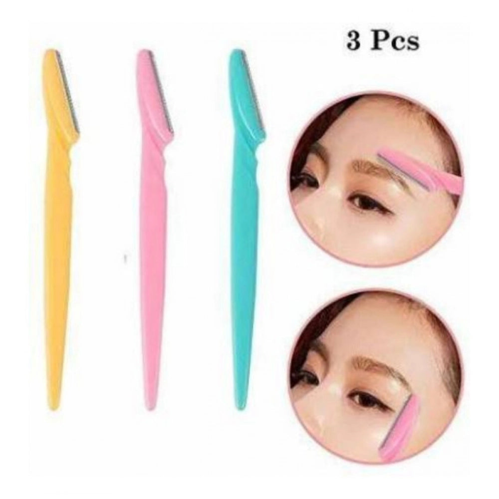 Amfyn Pack of 3_Facial Razor Set Eyebrow and Face Shaving Trimmer (Color: Assorted )