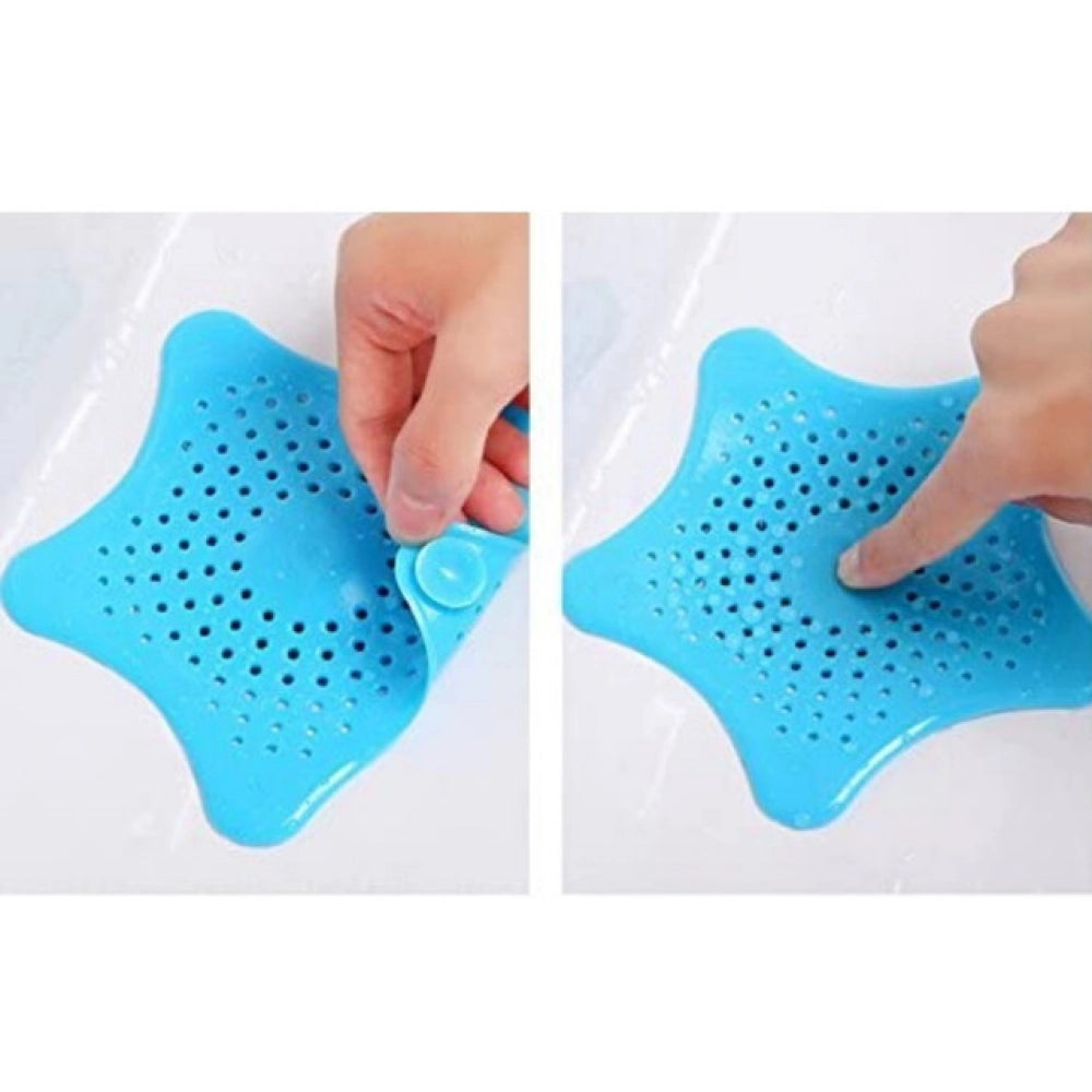 Amfyn Pack of 6_Star-Shaped Silicone Sink Filter – Hair Catcher And Drain Strainer (Color: Assorted )