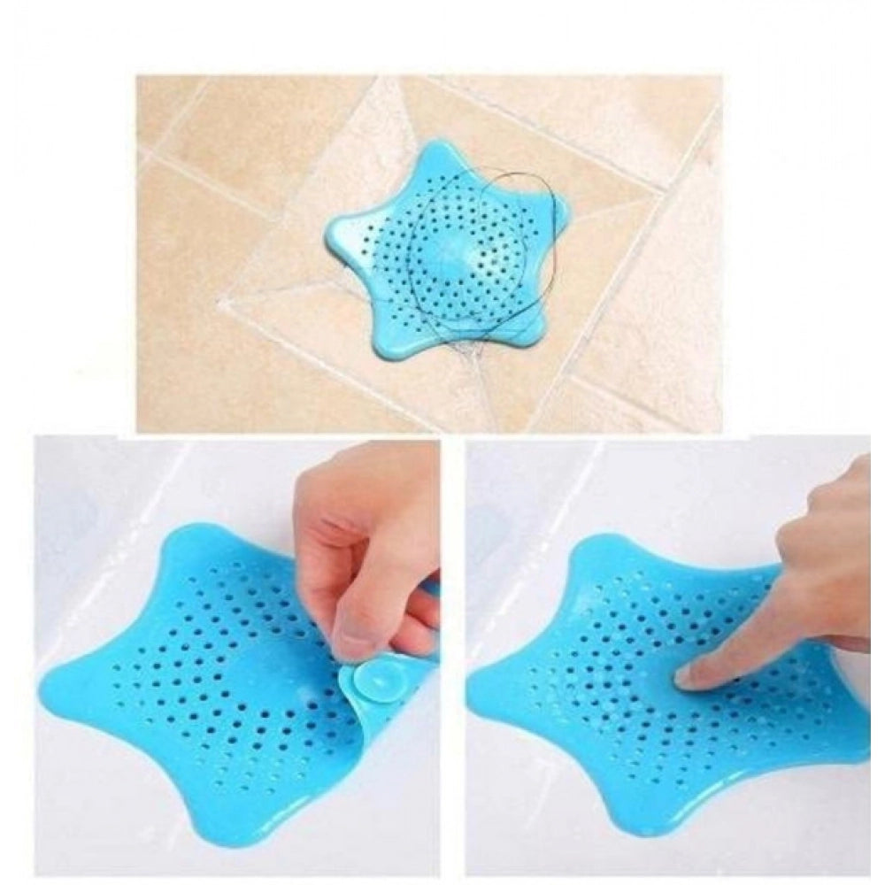 Amfyn Pack of 6_Star-Shaped Silicone Sink Filter – Hair Catcher And Drain Strainer (Color: Assorted )
