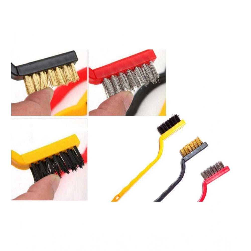 Amfyn Pack Of 3_Small Wire Brush Set for Cleaning And Rust Removal (Color: Assorted )