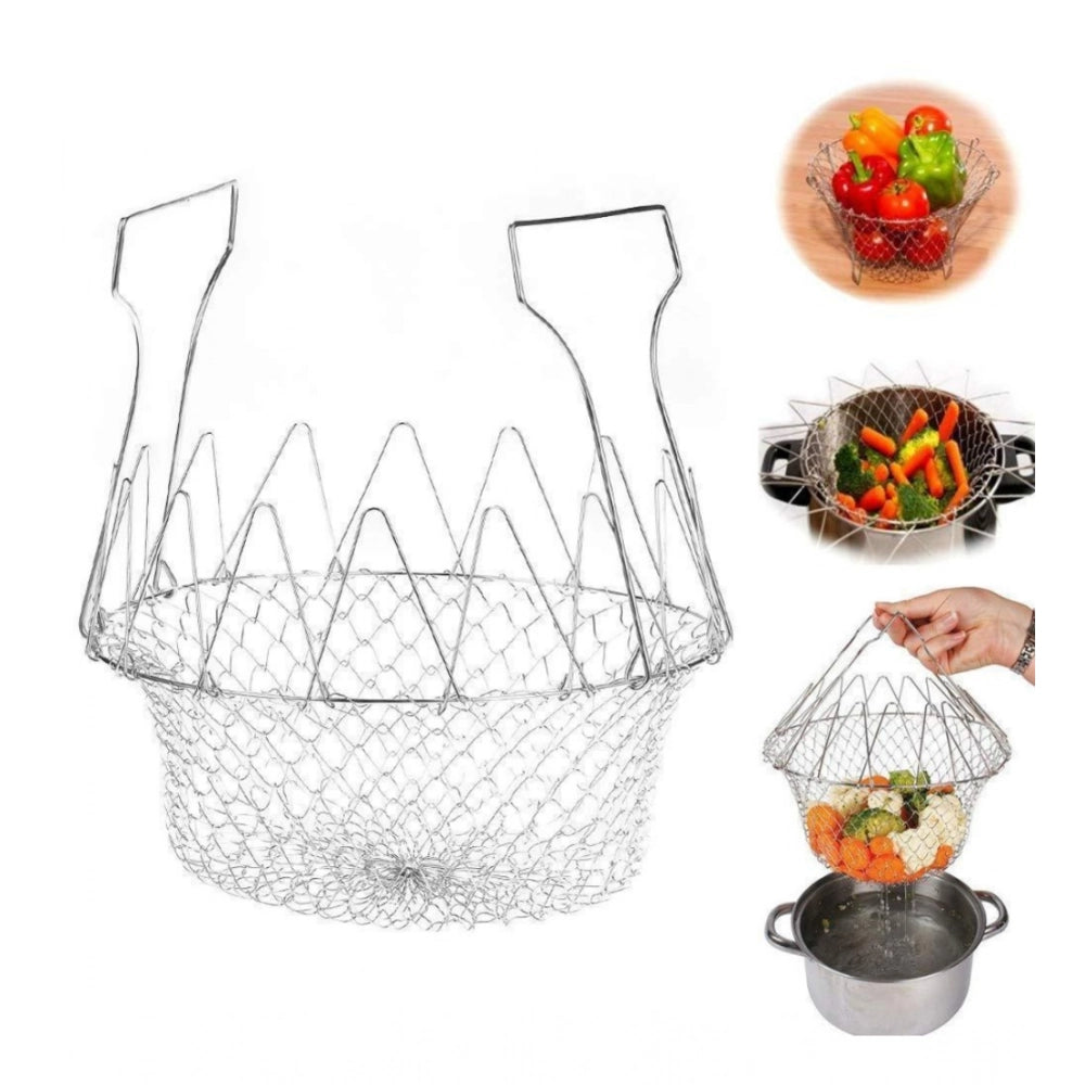 Amfyn Foldable Chef Basket – Multi-Function Strainer And Steamer (Color: Assorted )