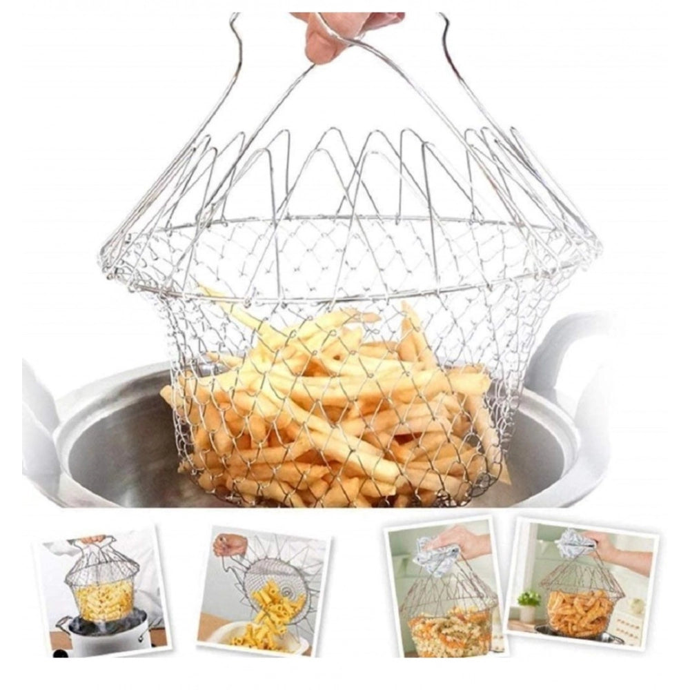 Amfyn Foldable Chef Basket – Multi-Function Strainer And Steamer (Color: Assorted )