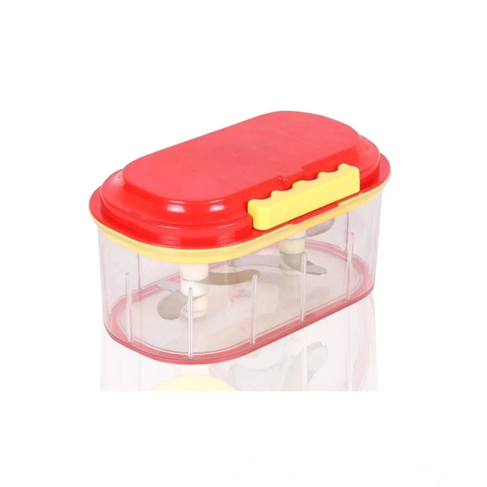 Amfyn Pack Of 2_Twin Bowl Dual-Blade Hand Chopper | Manual Food Processor for Vegetables And Fruits (Color: Assorted )