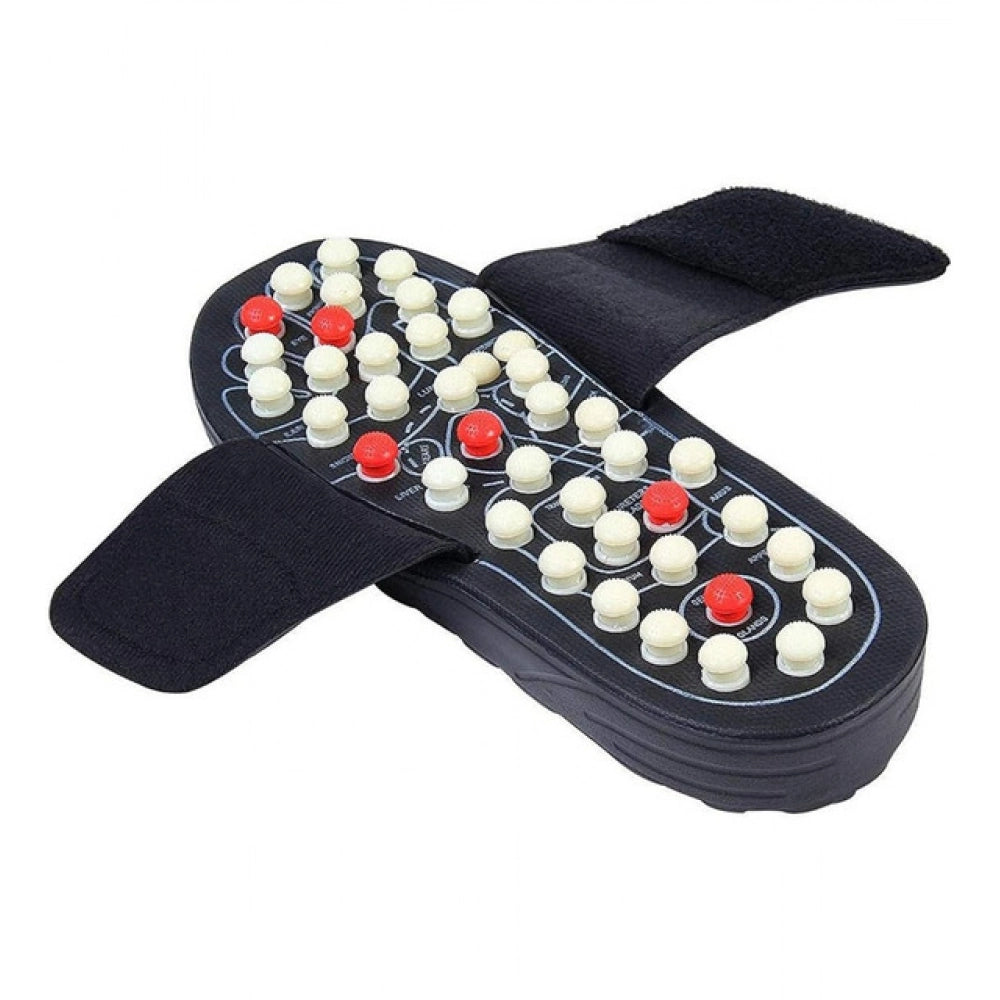 Amfyn Acupressure And Magnetic Therapy Slippers – Spring Accu Paduka Foot Massager for Blood Circulation (Unisex) (Color: Black)