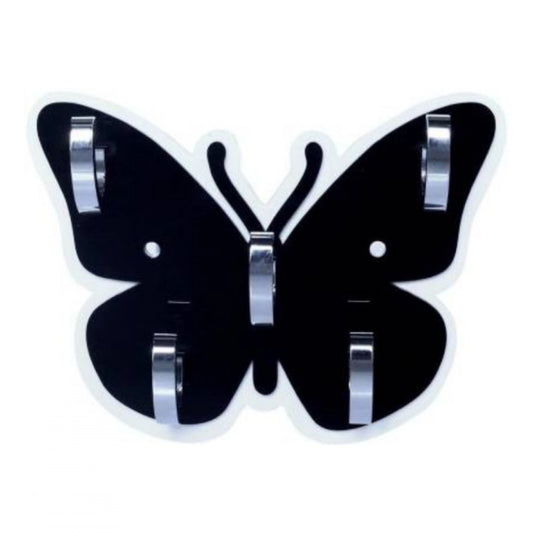 Amfyn Pack Of 2_Butterfly Key Holder – Decorative Wall Mount Key Organizer (Color: Black)