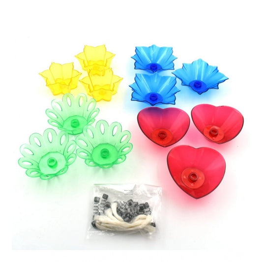 Amfyn Pack Of 2_Floral Diya Set – Multi-Color Tea Light Holders Set of 12 (Color: Assorted )