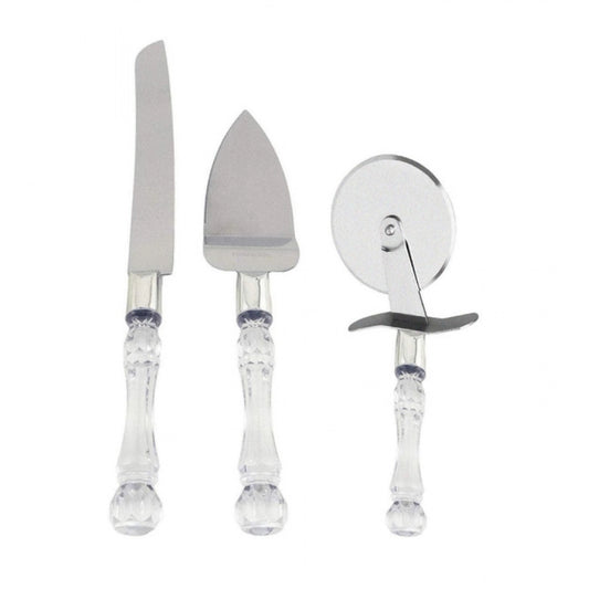Amfyn Stainless Steel Cake Serving Set | Cake Cutting Knife And Server Set with Handle (Color: Assorted )