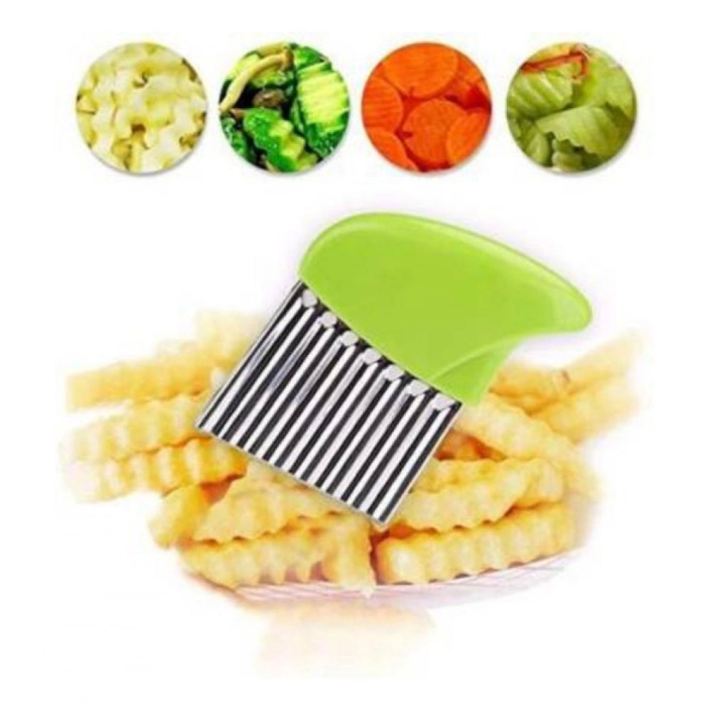 Amfyn Pack Of_5 Wave Shape Stainless Steel Potato Cutter And Slicer – (Color: Assorted )