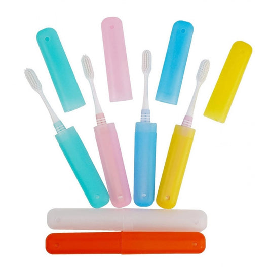 Amfyn Pack of 4_Plastic Toothbrush Holder Travel 4-PieceS SeT Tube Cases (Color: Assorted )