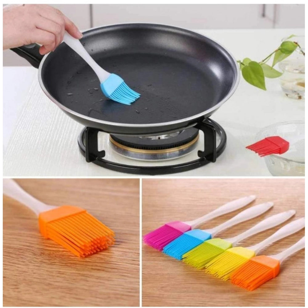 Amfyn Pack Of 10_Silicone Oil Brush – Heat Resistant Cooking And Baking Basting Brush (Color: Assorted )