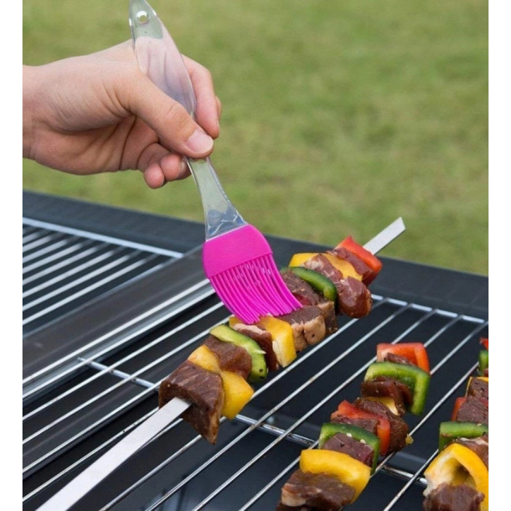 Amfyn Pack Of 10_Silicone Oil Brush – Heat Resistant Cooking And Baking Basting Brush (Color: Assorted )