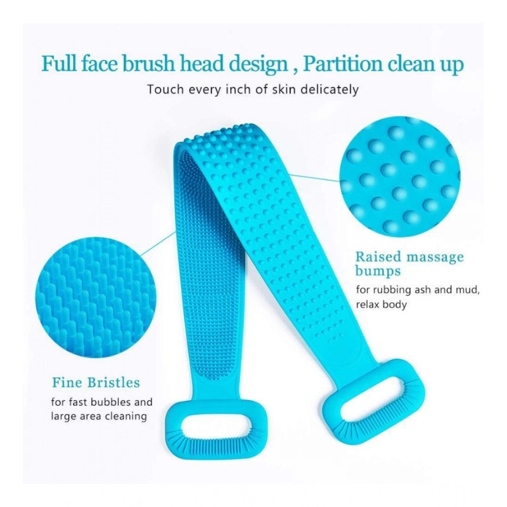 Amfyn Pack Of 2_Silicone Bath Scrubber Belt – Dual-Sided Exfoliating Body Cleaning Strap (Color: Assorted )