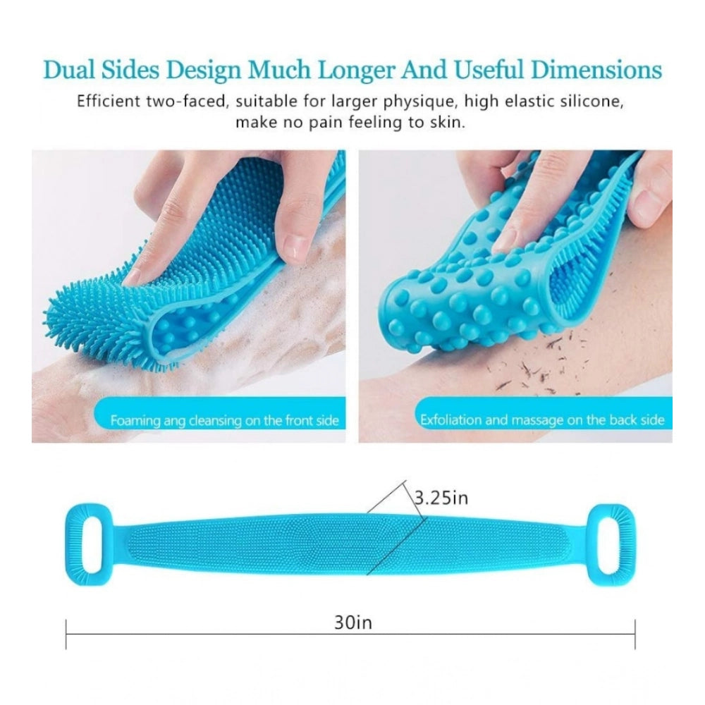 Amfyn Pack Of 2_Silicone Bath Scrubber Belt – Dual-Sided Exfoliating Body Cleaning Strap (Color: Assorted )