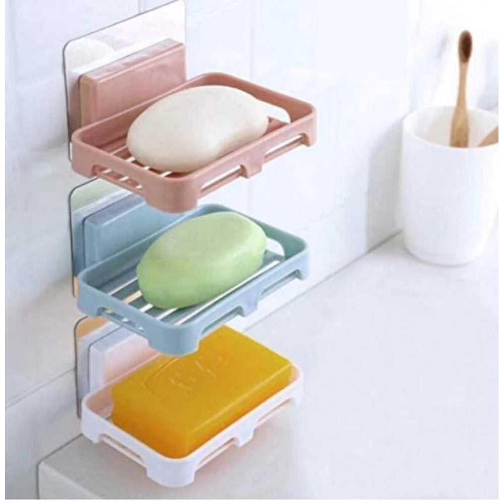 Amfyn Pack of 5_Magic Sticker Soap Holder – Wall-Mount Soap Organizers (Color: Assorted )