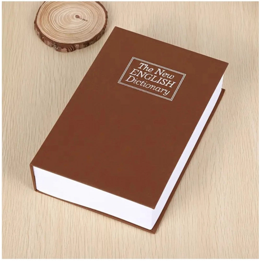 Brown secret book safe with hinged lid, English Dictionary cover design