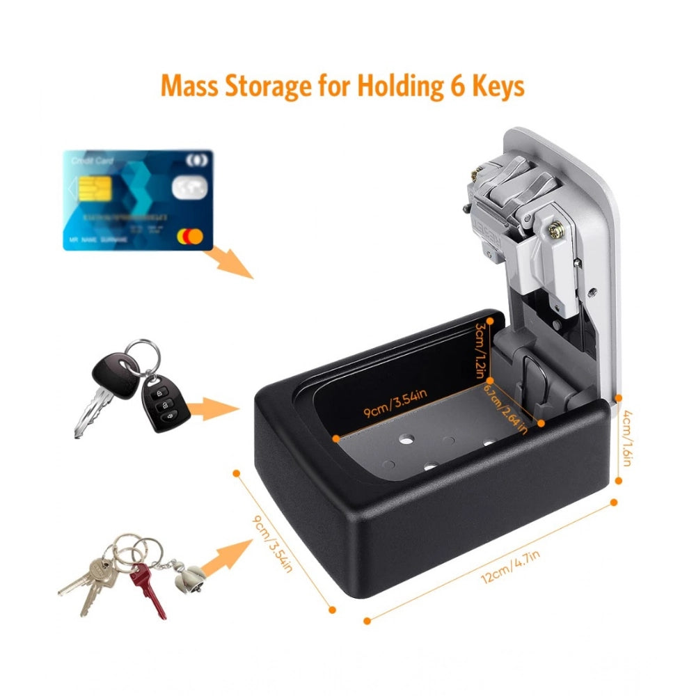 Amfyn Wall-Mounted ABS Plastic Key Lock Box (Grey-Black )