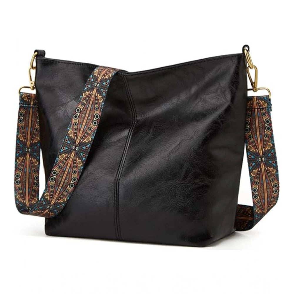 Amfyn Women's PU Leather Zipper Handbag (Black)