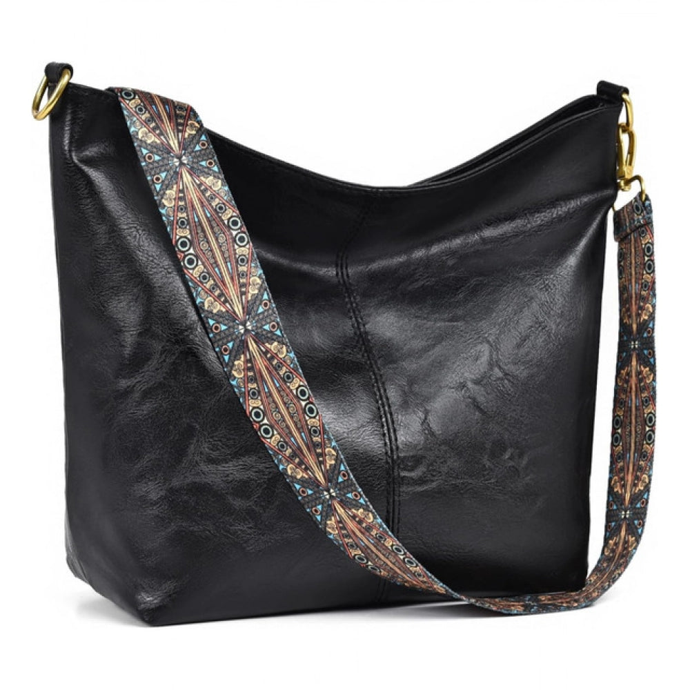 Amfyn Women's PU Leather Zipper Handbag (Black)