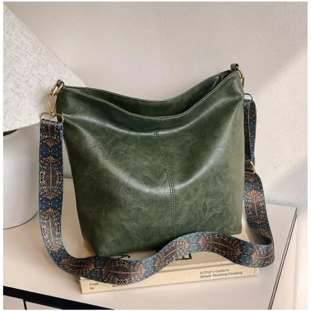 Amfyn Women's PU Leather Zipper Handbag (Green)